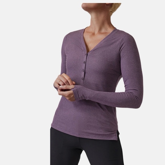 Athleta Tops - ATHLETA Uptempo Ribbed Vneck Stretchy Long Sleeve Henley Top Size 1X